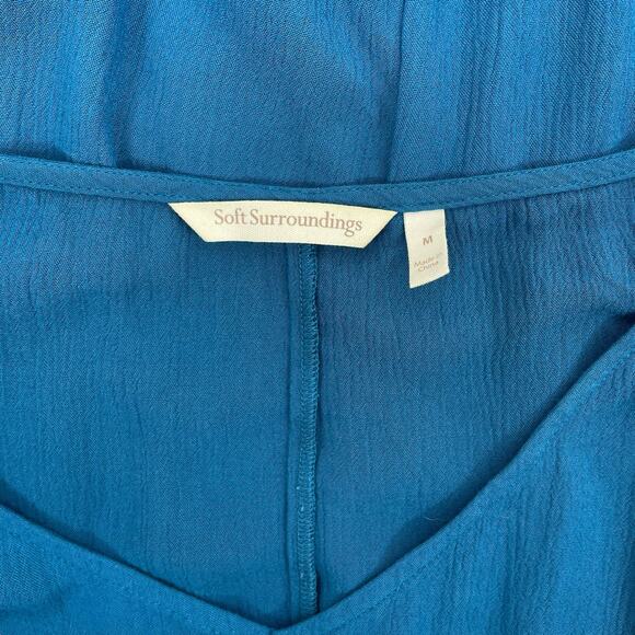 Soft Surroundings Mirabella Moroccan Ruffle Dress Lagenlook Teal Size M - Picture 8 of 8